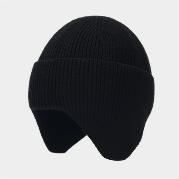 Tittly Winter Hats Beanie Men's And Women's Solid Color Autumn And Winter Outdoor Knitted Hats Core Yarn Dome Hats Skull Caps Hats for Women Black M