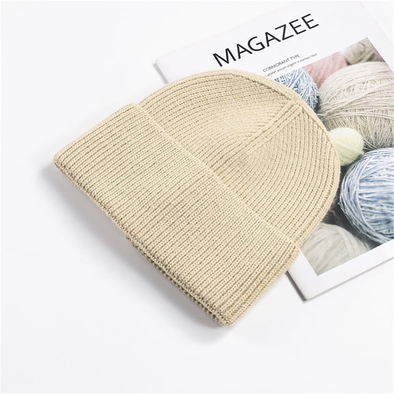 Tittly Winter Hats Beanie Outdoor Knitted Woolen Warm Hat Women's Solid Hat Fashion Casual Baseball Caps Skull Caps Hats for Women Beige One Size