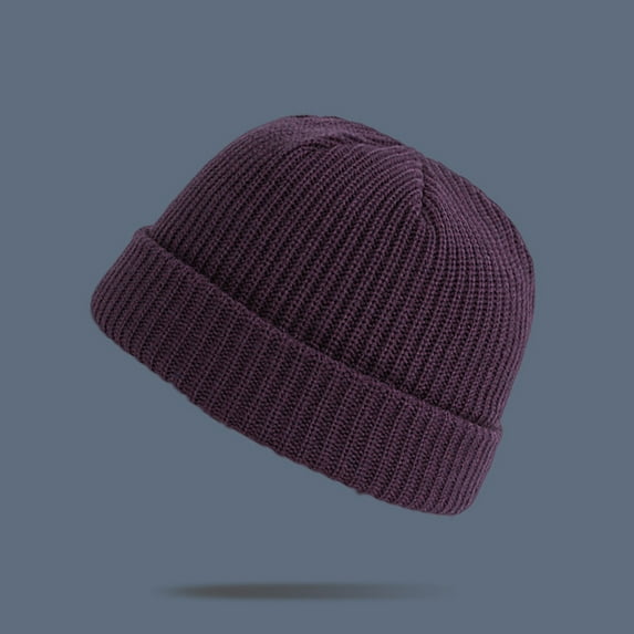 Tittly Winter Hats Beanie Unisex Fashion Warm Winter Casual Knitted Hat Solid Color All- Hat Skull Caps Hats for Women Purple One Size
