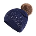 thumbnail image 1 of Tittly Winter Hats Beanie Winter Hats Outdoor Solid Color Knitted Cotton Hat Running Sports Warm Knitted Hat Skull Caps Hats for Women Navy One Size, 1 of 3