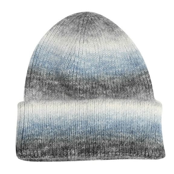 Tittly Winter Hats Beanie Winter Knit Sport Windproof Warm Short Cap Gradient Tie Dye Hat Knitted Woolen Hat Skull Caps Hats for Women A One Size