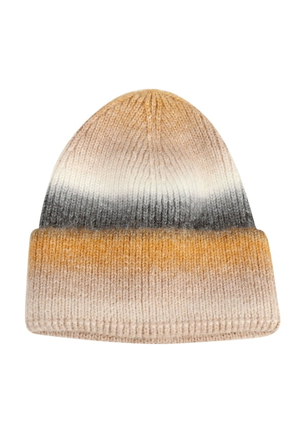 Winter Hats Beanie Winter Knit Sport Windproof Warm Short Cap Gradient Tie Dye Hat Knitted Woolen Hat Skull Caps Hats for Women B One Size