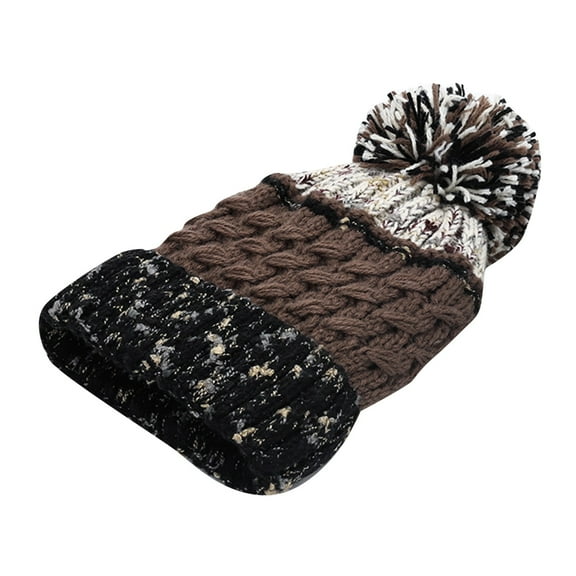 Tittly Winter Hats Beanie Winter Leisure Warm Keeping Thickened Knitted Fisherman's Hat Warm Keeping Waist Hat Color Contrast Knitted Wool Hat Skull Caps Hats for Women A One Size
