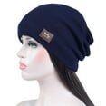 thumbnail image 1 of Tittly Winter Hats Beanie Woman Winter Warm Knitting Hats Plain Beanie Cuff Toboggan Knit Cap Skull Caps Hats for Women Navy One Size, 1 of 9