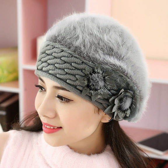 Tittly Winter Hats Beanie Women Slouch Baggy Winter Warm Soft Knit Crochet Hat Skull Caps Hats for Women Grey One Size
