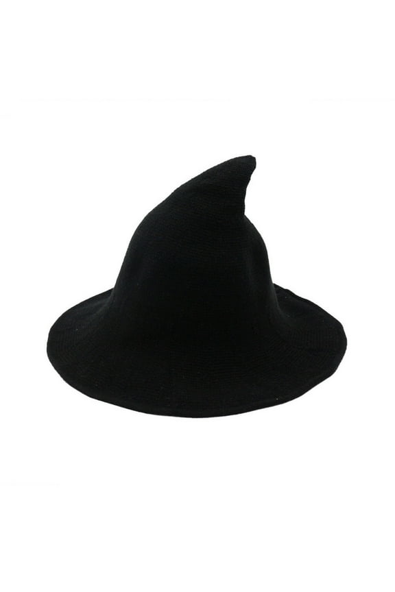 Winter Hats Beanie Women Witch Hat Foldable Costume Sharp Large Brim Crochet Warm Winter Cap Skull Caps Hats for Women Black One Size