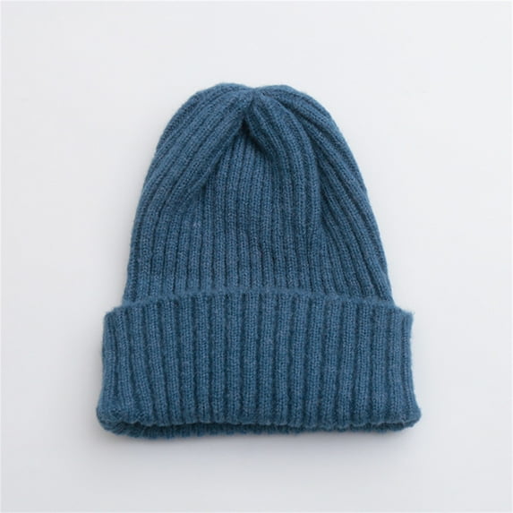 Tittly Winter Hats Beanie Women's Autumn And Winter New Versatile Casual Knitted Woolen Hat Skull Caps Hats for Women Blue M