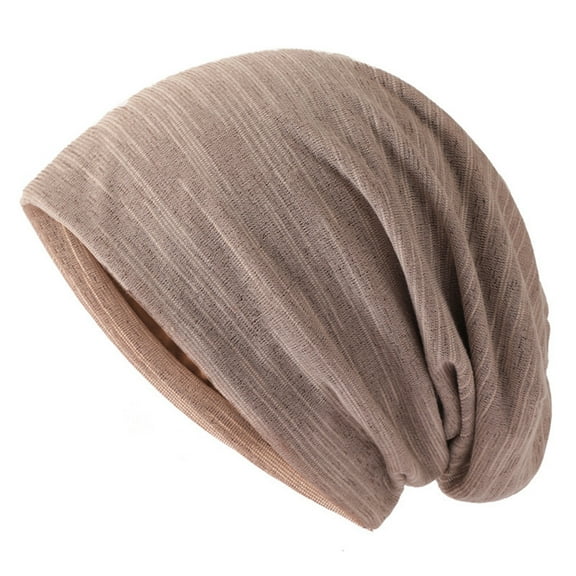 Tittly Winter Hats Beanie Women's Spring And Autumn Thin Stripe Breathable Solid Color Pullover Hat Skull Caps Hats for Women Beige One Size