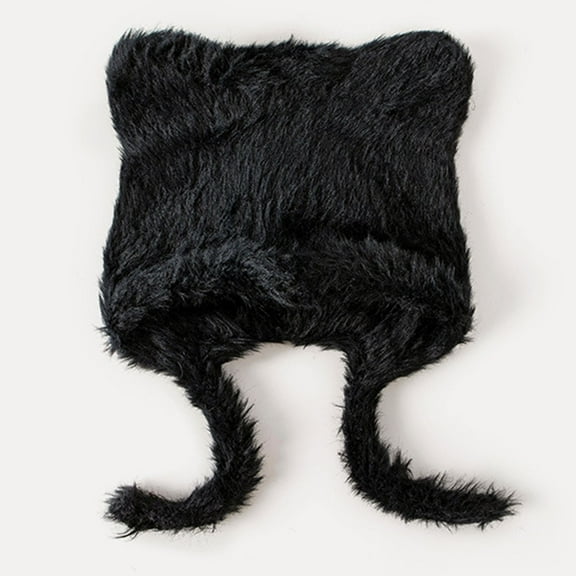 Tittly Winter Hats Beanie Women's Winter Hat Cute Ear Design Artificial Rabbit Pelt Liner Windproof And Warm Suitable For Autumn And Winter Skull Caps Hats for Women Black One Size