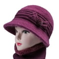 thumbnail image 1 of Tittly Winter Hats Beanie Women's Woolen Knitted Warm Basin Hat Padded Cotton Hat Skull Caps Hats for Women Purple One Size, 1 of 7