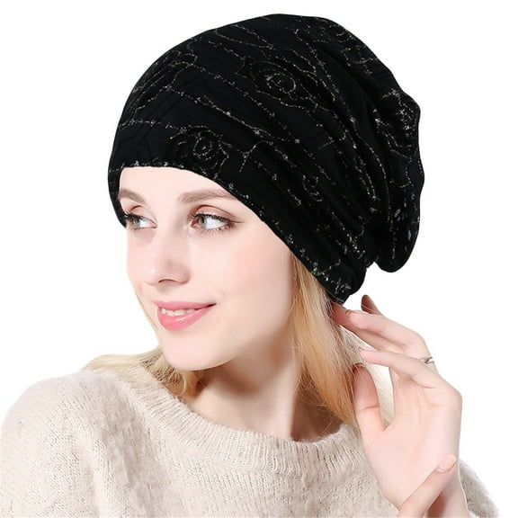 Tittly Winter Hats Beanie knitting Women Wrap Hair Rose Lace Hat Head Turban Stretch Scarf Loss Baseball Caps Skull Caps Hats for Women Black One Size