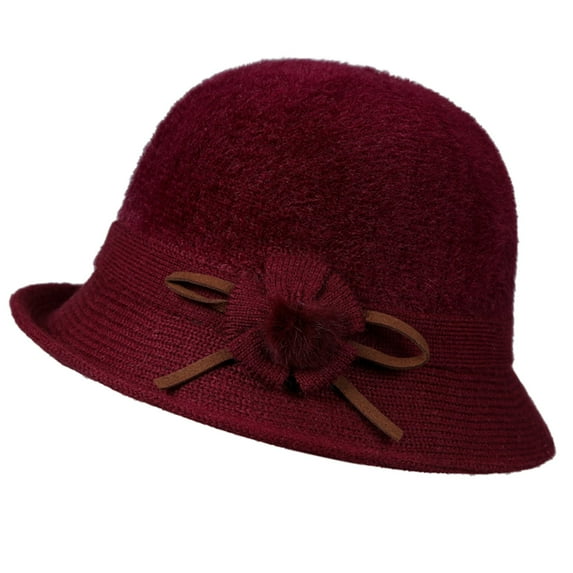 Tittly Winter Hats Bucket Hats Women's Autumn And Winter Dome Casual Fisherman Pot Hat Small Bowler Hat Visor Hats Hats for Women Wine M