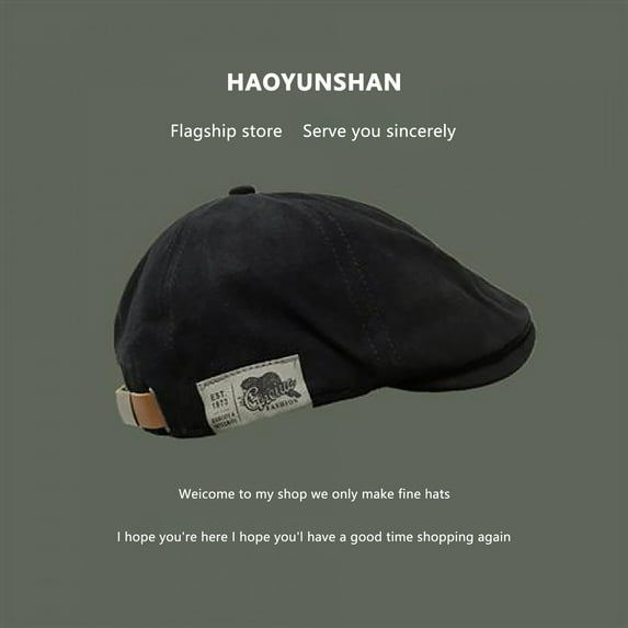 Tittly Winter Hats Grip Socks Men Summer Beret Vintage British Solid Color Adjustable Men Beret Hat Painter Hat Beret Hats Hats for Men Black One Size