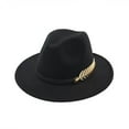 thumbnail image 1 of Tittly Winter Hats Grip Socks Women's Wide Brim Fedora Panama Hat With Belt Buckle Coloured Wide Brim Hats Hats for Men Black One Size, 1 of 9
