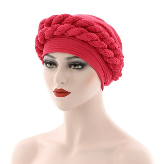 Tittly Winter Hats Hats for Women Fashion Women Beading Braid Hat Muslim Ruffle Cancer Wrap Cap Sleep Caps Satin Lined Hair Bonnets Skull Caps Silk Bonnet RD1 One Size