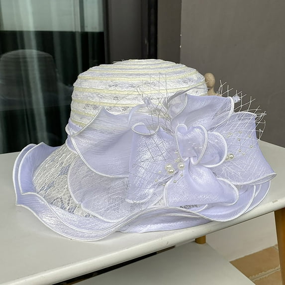 Tittly Winter Hats Hats for Women Church Dress Hat For Women Black Fascinators Bridal Tea Wedding Hat Wide Brim Running Hat Wide Brim Hats White A