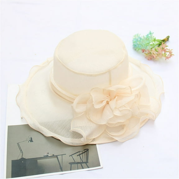 Tittly Winter Hats Sun Hats Fancy Ladies Wedding Wide Womens Cap Fascinator Tea Brim Hat Caps Summer Hats Beige One Size