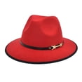 thumbnail image 1 of Tittly Winter Hats Wide Brim Hats Korean Version Woolen Top Hat Jazz Hat British Top Hat Big Brim Hat Ladies Autumn And Winter Fashion Brim Flat Hat Visor Hats Hats for Women Red One Size, 1 of 3