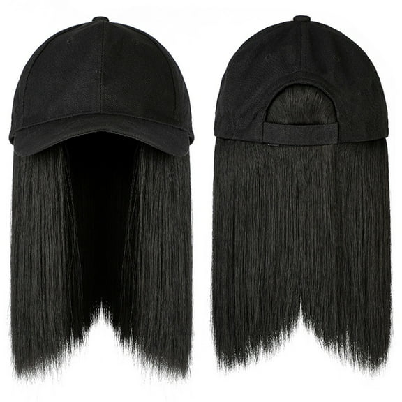 Tittly Winter Hats Wig Cap Hairstyle Hair Cap Hat Long Adjustable Hair Wig Attached Hair Straight wig Hats for Women A One Size