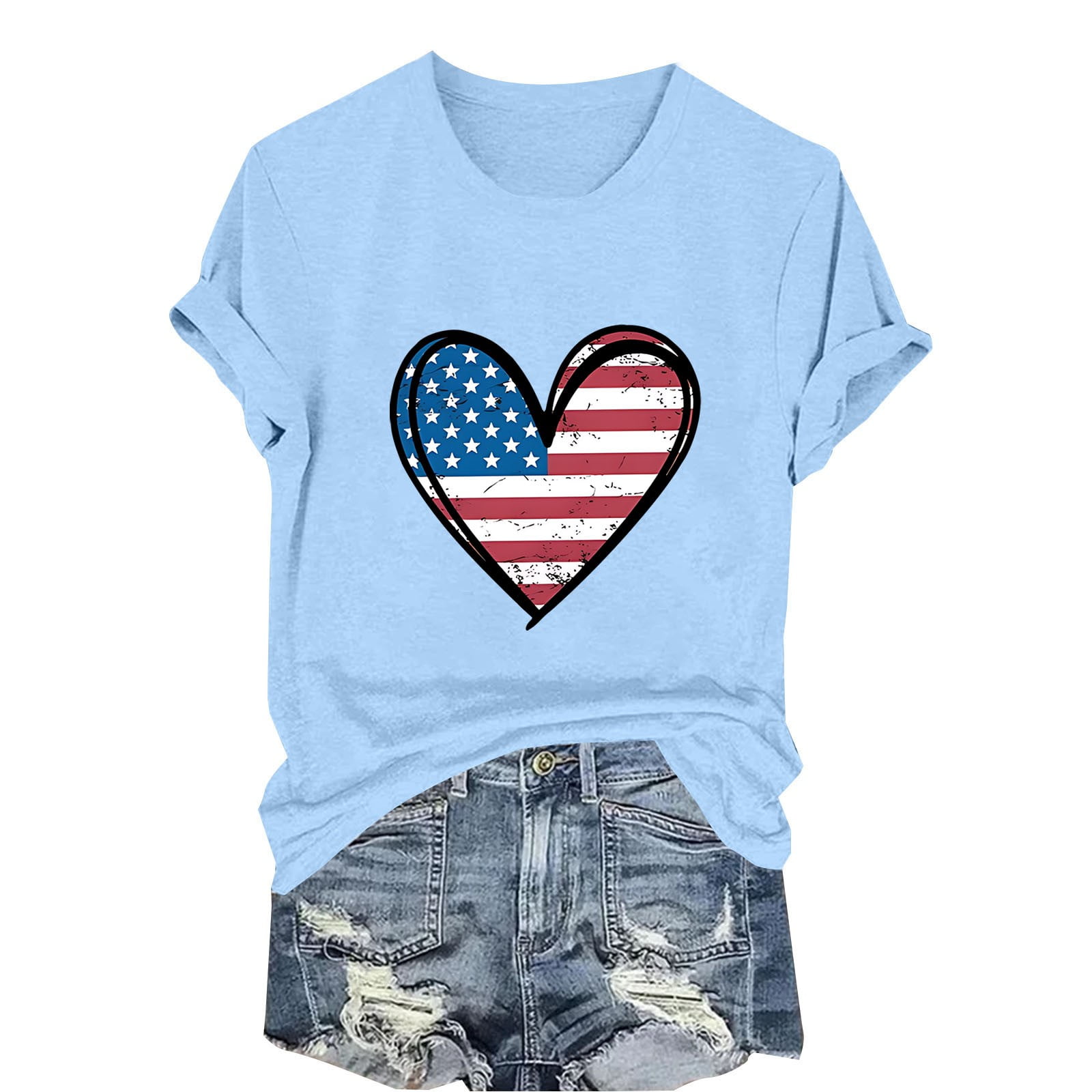 Not Sorry Women's American Flag T-Shirt - 4th Of July Patriotic Tee, Short Sleeve, Soft Blended Fabric - View #3
