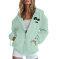 thumbnail image 1 of Tittly Women'S Zip Up Y2K Hoodies, Women'S Athletic Hoodies, Zip-Up Hooded Sweatshirt, Graphic Hoodie, Women'S Cotton Zip Up Hoodie Mint Green L, 1 of 4