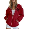 thumbnail image 1 of Tittly Women'S Zip Up Y2K Hoodies, Women'S Athletic Hoodies, Zip-Up Hooded Sweatshirt, Graphic Hoodie, Women'S Cotton Zip Up Hoodie Red 3XL, 1 of 4