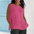 thumbnail image 1 of Tittly Women Tank Tops Womens Flowy Tank Tops Tank Tops for Women 2025 Womens Linen Shirts Solid Color Sleeve Tops Summer Round Neck Work Blouses Ladies Basic Tunic Tops Pink, 1 of 9