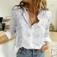 thumbnail image 1 of Tittly Womens Shirts Blouses for Women Fashion Women's Loose Button Solid Lapel Long Sleeves T Shirt Blouse Tops Tshirts Shirts Long Sleeve Shirts White L, 1 of 9