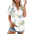 thumbnail image 1 of Tittly Womens Shirts Short Sleeve Shirts Shirts For Women Cotton Womens Short Sleeve Shirts V Neck Collared Button Down Blouse Tops Camp Shirt S 6XL Workout Shirts Tshirts Shirts Womens Tops Green L, 1 of 6
