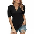 thumbnail image 1 of Tittly Womens Shirts Short Sleeve Shirts Women Casual V Neck T Shirts Loose Puff Short Sleeve Tops Tunic Blouses Tshirts Shirts Spring Tops for Women Black M, 1 of 5