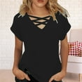 thumbnail image 1 of Tittly T Shirts for Women Spring Tops for Women Womens Summer Tops Short Sleeve Shirts V Neck Tshirts Loose Casual Tunic Blouses Tees Tshirts Shirts Basic Tees Black XL, 1 of 4