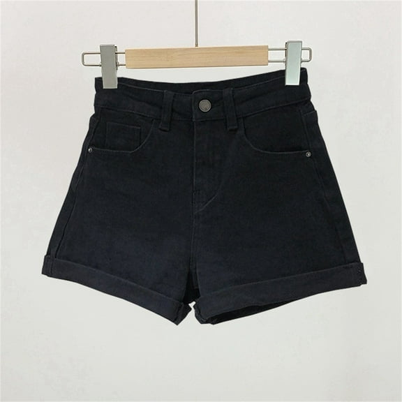 Tittly Womens Shorts Jeans for Women Women Denim Vintage Summer Basic Simple High Waist Shorts High Waisted Shorts Jean Shorts Womens Black L