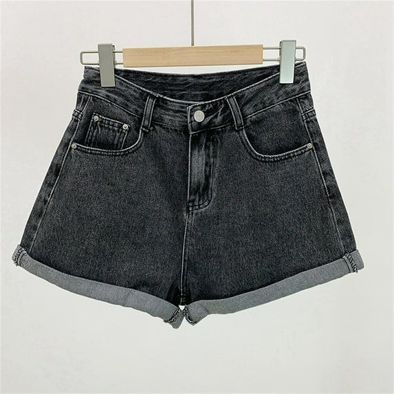 Tittly Womens Shorts Jeans for Women Women Denim Vintage Summer Basic Simple High Waist Shorts High Waisted Shorts Jean Shorts Womens Grey S