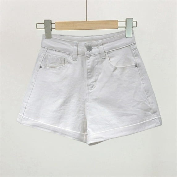 Tittly Womens Shorts Jeans for Women Women Denim Vintage Summer Basic Simple High Waist Shorts High Waisted Shorts Jean Shorts Womens White L