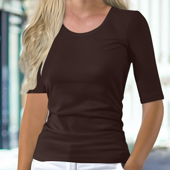 Tittly Womens T Shirts Teeshirts/Womens Cotton Casual Tops for Women Women's Short Sleeve Boat Neck Shirts Ruched Side Slim Fit Basic Casual T Shirts Summer Casual Tee Tops Multi-color