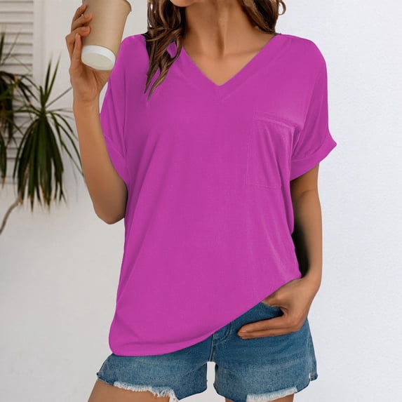 Tittly Womens T Shirts Tops for Women Trendy Casual Short Sleeve Tops for Women Women Shirt Short Sleeve Casual Stylish Top Shirts Pink