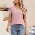 thumbnail image 1 of Tittly Womens T Shirts Womens Graphic Tees Short Sleeve Shirts for Women Casual Women's Summer Pullover Sweaters 2025 V Neck Short Sleeve Shirts Cable Knit Lightweight Tunic Pink, 1 of 9