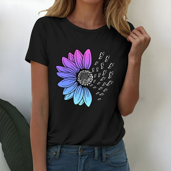 Tittly Womens T Shirts Womens Graphic Tees Short Sleeve Shirts for Women Casual Womens Workout T Shirts Athletic Plus Size Tops Summer Clothes 2025 Short Sleeve Spring Tee Black