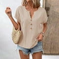 thumbnail image 1 of Tittly Womens T Shirts Womens Tshirts Cotton Graphic Casual Short Sleeve Tops for Women Womens Short Sleeve Tops V Neck Casual Loose Fit Shirts Summer Flowy Blouses 2025 Clothes Brown, 1 of 4