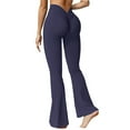 thumbnail image 1 of Tittly Yoga Pants Womens Sweatpants V Back Scrunch Butt Flare Leggings For Women Waist Cut Shaped Ruched Bell Bottom Wide Leg Yoga Pants Womens Workout Bottoms Tights for Women Dark Blue XL, 1 of 9