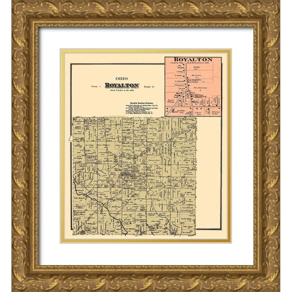 Titus 12x13 Gold Ornate Wood Framed with Double Matting Museum Art Print Titled - Royalton Ohio Landowner - Titus 1876