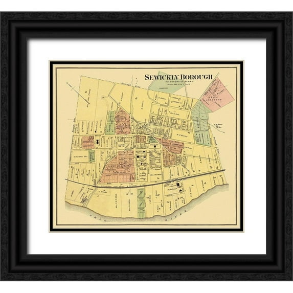 Titus 29x26 Black Ornate Wood Framed with Double Matting Museum Art Print Titled - Sewickly Pennsylvania Landowner - Titus 1877