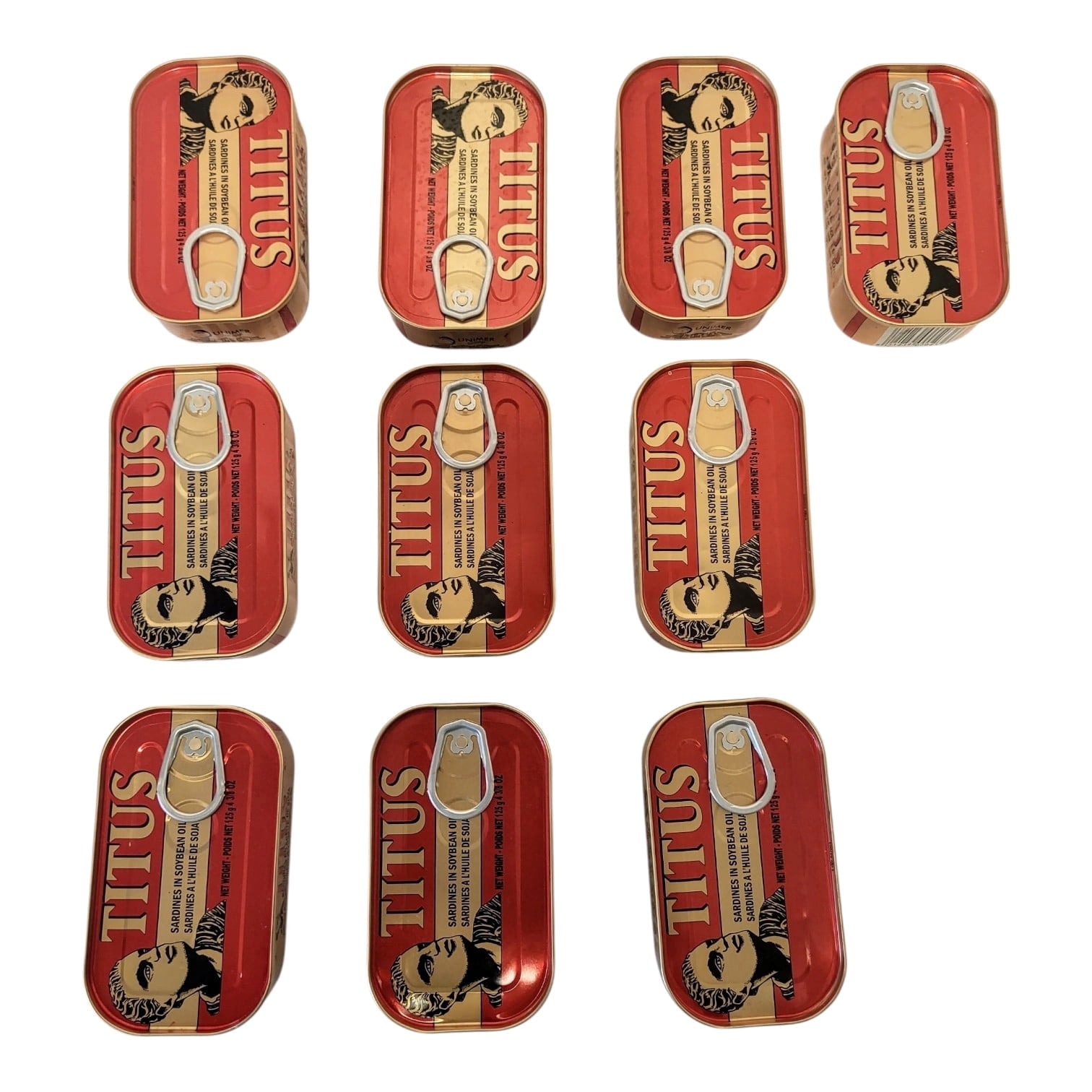 Titus Sardines 4.4 ounce(125g) in Soybean oil 10 Pack by Seli
