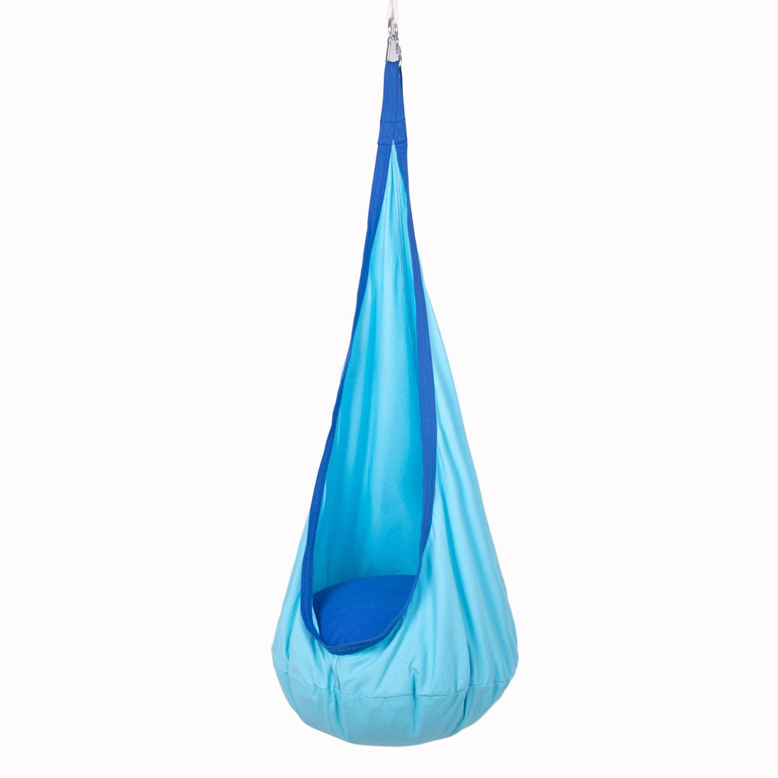 Kids Hanging Hammock Pod Swing Chair Complete Set Light Blue