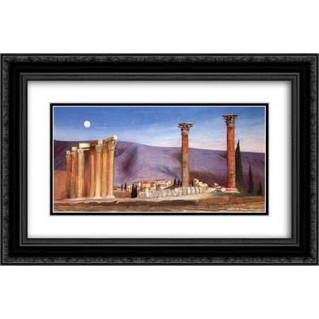 Tivadar Kosztka Csontvary 2x Matted 24x16 Black Ornate Framed Art Print 'Ruins of the Jupiter Temple in Athens'