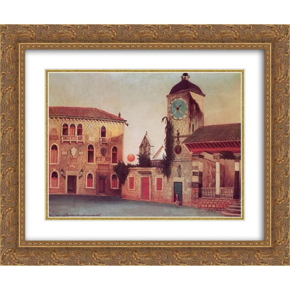 Tivadar Kosztka Csontvary 2x Matted 24x20 Gold Ornate Framed Art Print 'Sun Looking Back at Trau'