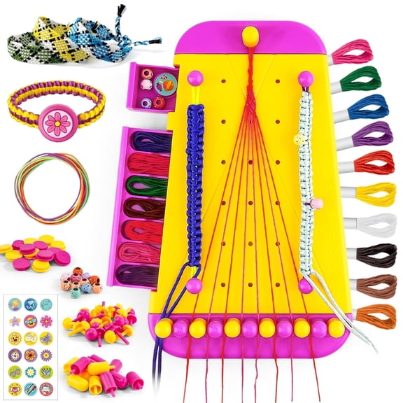 Tivamiko 2-in-1 DIY Friendship Bracelet Making Kit for Girls Ages 8-12, Crafts with Strings, Beads & Accessories, Creative Gift for Kids(Yellow)