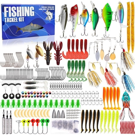 Tivamiko 311pcs Fishing Lures Kit with Bait Tackle Box for Bass Trout Salmon, Freshwater&Salt Water