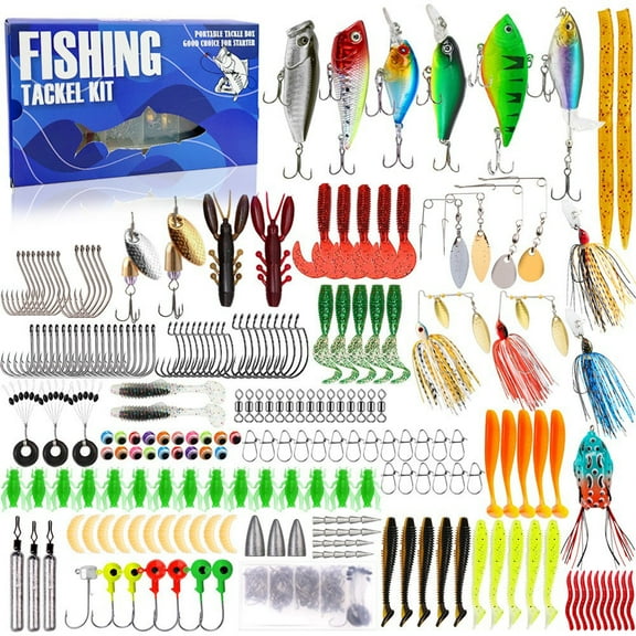 Tivamiko 311pcs Fishing Lures Kit with Bait Tackle Box for Bass Trout Salmon, Freshwater&Salt Water