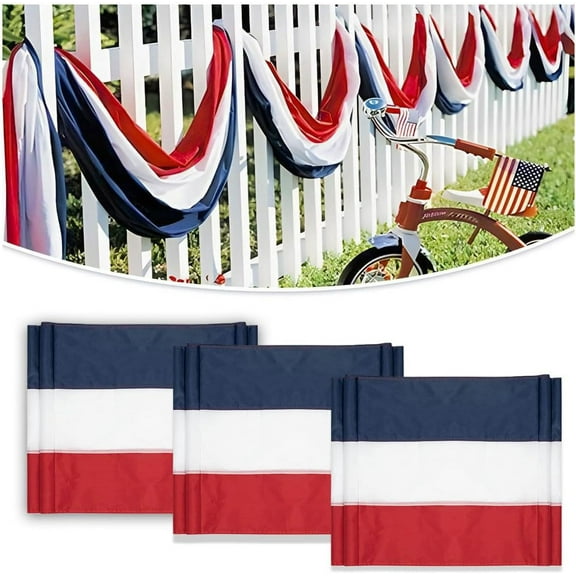 Tivamiko 3pcs 2x20ft Patriotic Bunting Flags: Red,White&Blue Outdoor Decor Banner for 4th of July, Garden, Porch